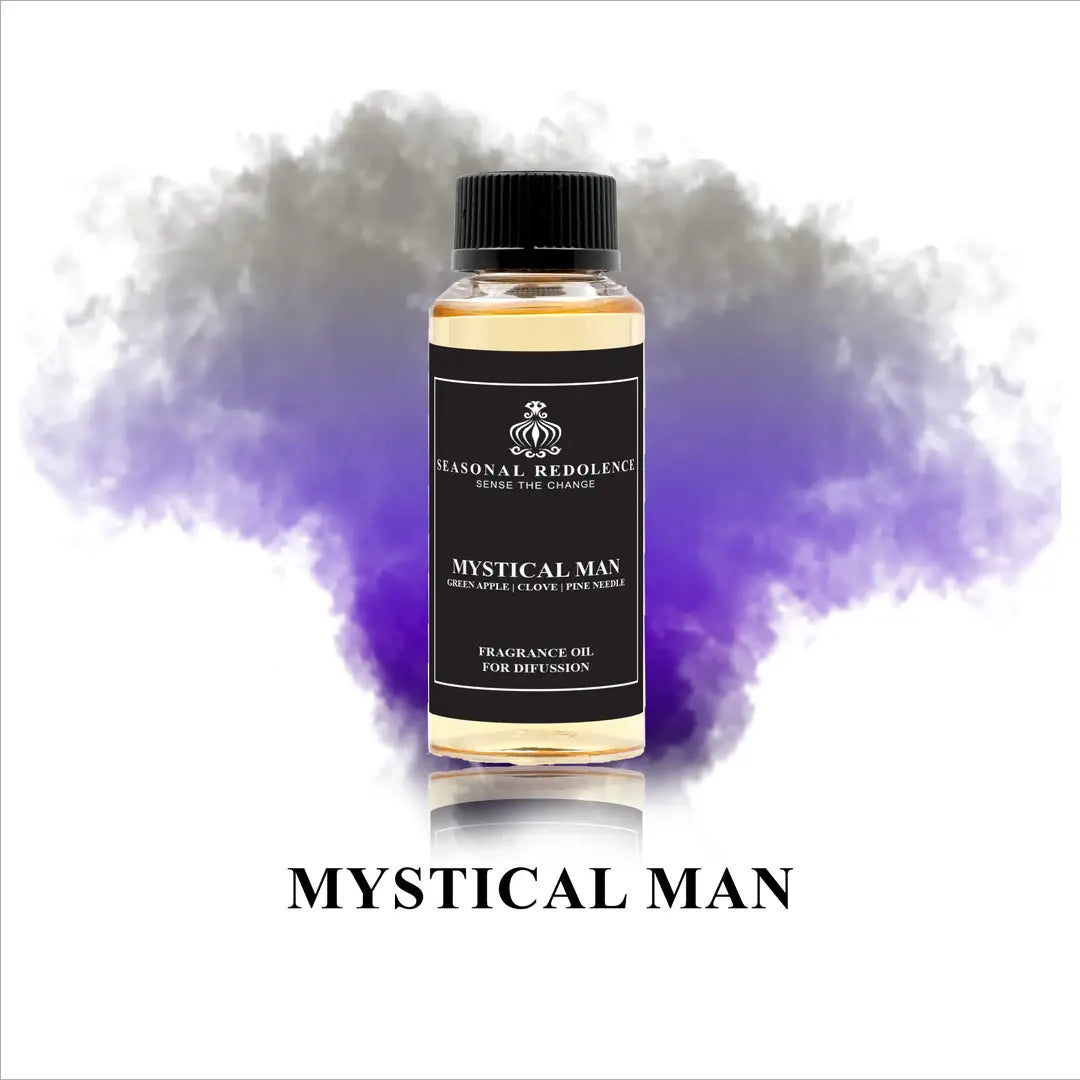 Mystical Man captures an intriguing balance of crisp and earthy elements. The opening unfolds with bright green apple and refreshing mint, softened by lavender's calming presence and grapefruit's citrus warmth. A sophisticated heart of clove, sage, and geranium leaf adds complexity and depth.