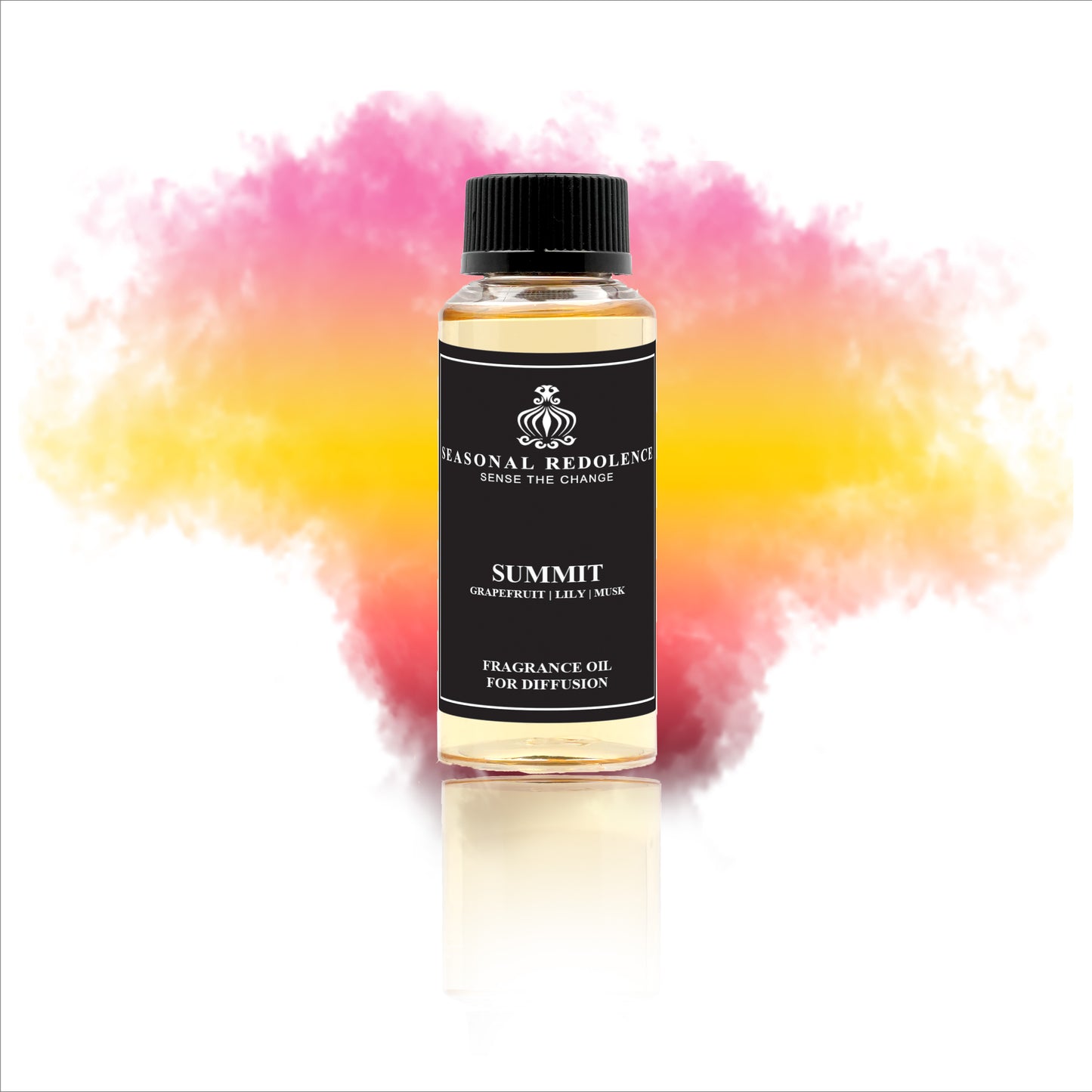 Elevate your space with Summit, a sophisticated fragrance that opens with the bright, invigorating notes of grapefruit and orange. The heart reveals a lush floral composition of lily, magnolia, rose, and jasmine, creating an elegant and captivating presence. As the scent settles, warm base notes of musk, guaiac wood, and sandalwood provide a refined, lasting foundation.