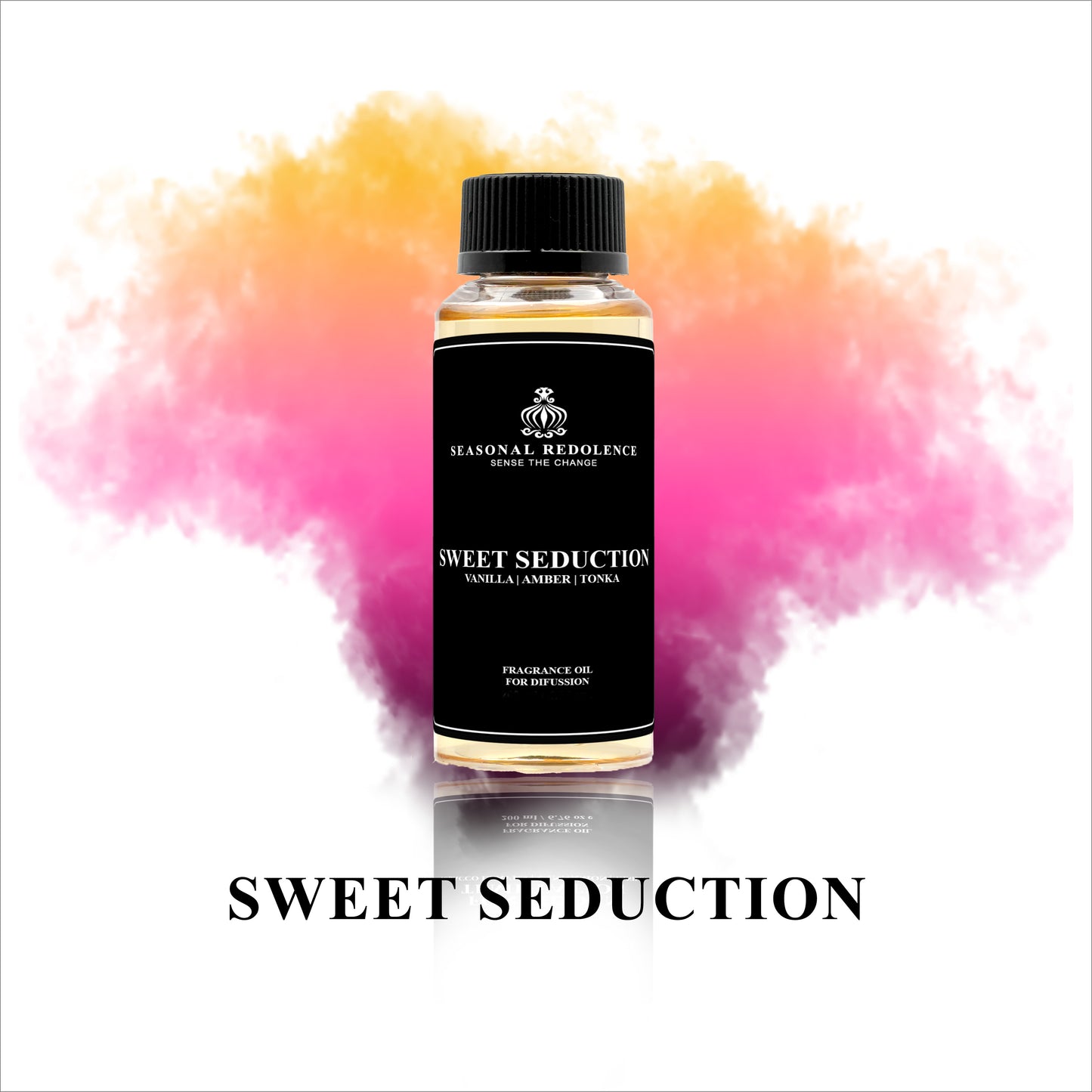 Indulge in the refined elegance of Sweet Seduction, a luxury fragrance diffuser oil that unfolds in three captivating layers. The experience opens with bright, zesty lemon and creamy notes that awaken the senses. The heart reveals a lush blend of red pomegranate and raspberry, adding depth and sensual intrigue.