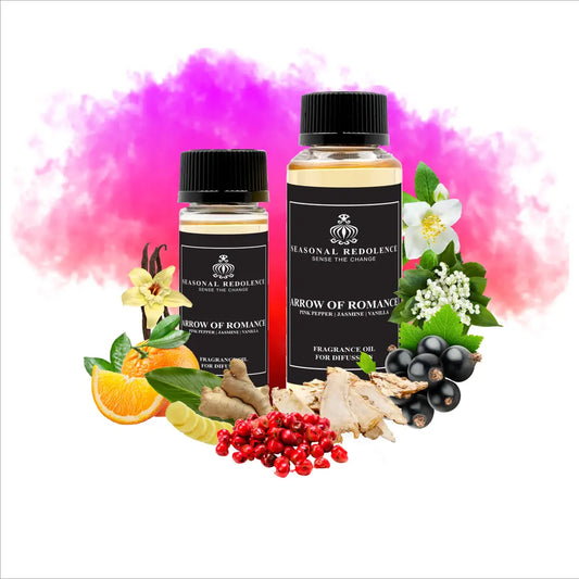Elevate your space with Arrow of Romance, a refined fragrance journey that opens with vibrant citrus and juniper notes. The heart reveals a sophisticated blend of pepper, rosemary, and Brazilian rosewood, creating depth and intrigue. This luxury diffuser oil settles into a warm, sensual base of musk, incense, and oak moss—perfect for those who appreciate complexity and elegance in their home ambiance.