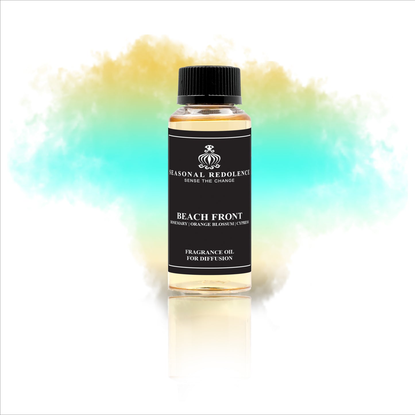 BEACH FRONT opens with the fresh brightness of Japanese yuzu and delicate orange blossom oil, evoking a crisp coastal breeze. Its heart blends aromatic rosemary, sandy nuances, thyme, bay leaves, and a hint of pink pepper, capturing the essence of a sophisticated seaside escape. The fragrance rests on a clean, woody base of cypress, offering a refined and lasting finish that embodies effortless elegance.