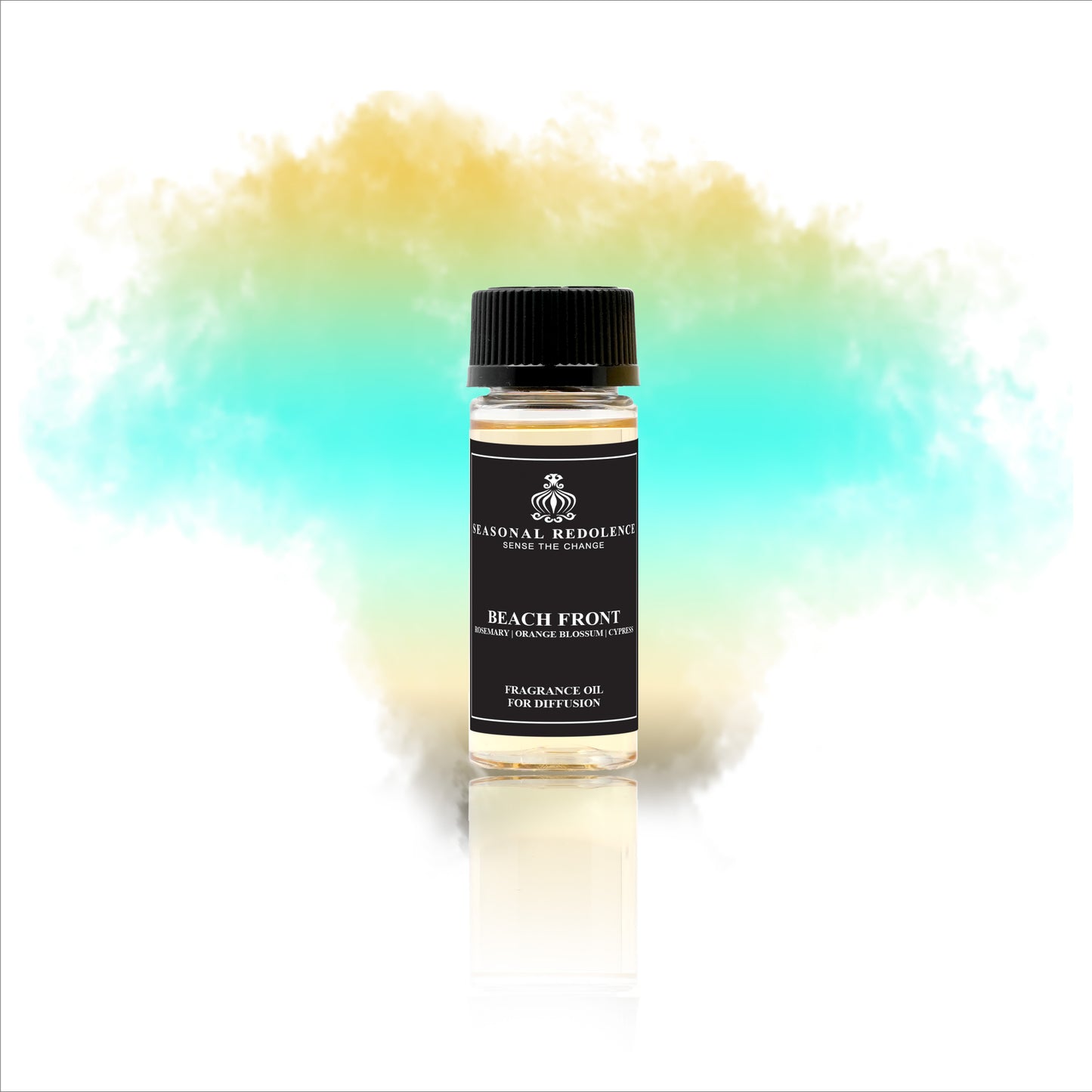 BEACH FRONT opens with the fresh brightness of Japanese yuzu and delicate orange blossom oil, evoking a crisp coastal breeze. Its heart blends aromatic rosemary, sandy nuances, thyme, bay leaves, and a hint of pink pepper, capturing the essence of a sophisticated seaside escape. The fragrance rests on a clean, woody base of cypress, offering a refined and lasting finish that embodies effortless elegance.