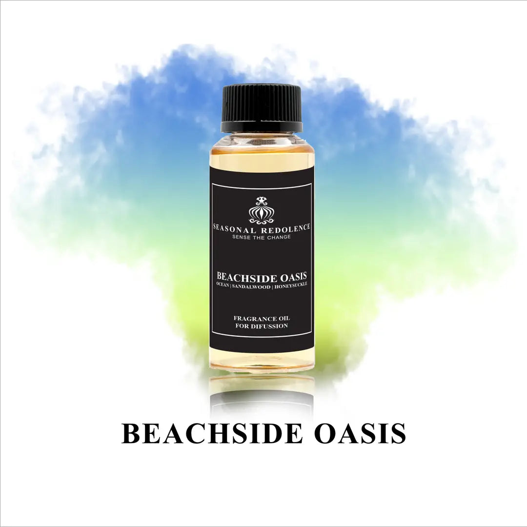 Escape to a tropical paradise with this sophisticated home diffuser oil that captures the essence of beachside living. The composition opens with crisp ocean notes that evoke the refreshing spray of sea air, transitions into warm sandalwood for grounding elegance, and settles into delicate honeysuckle for a sweet, floral finish.
