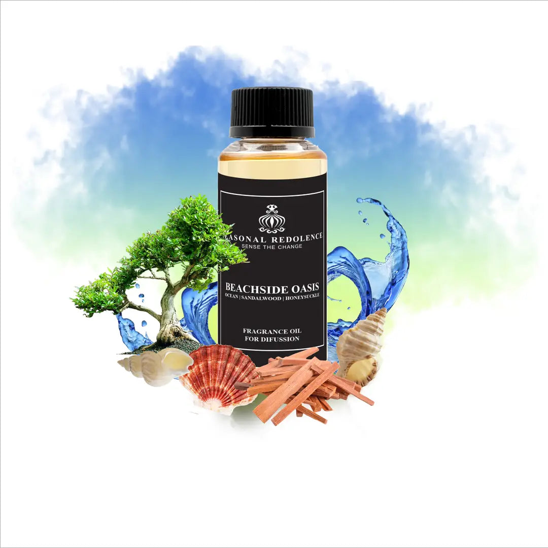Escape to a tropical paradise with this sophisticated home diffuser oil that captures the essence of beachside living. The composition opens with crisp ocean notes that evoke the refreshing spray of sea air, transitions into warm sandalwood for grounding elegance, and settles into delicate honeysuckle for a sweet, floral finish.