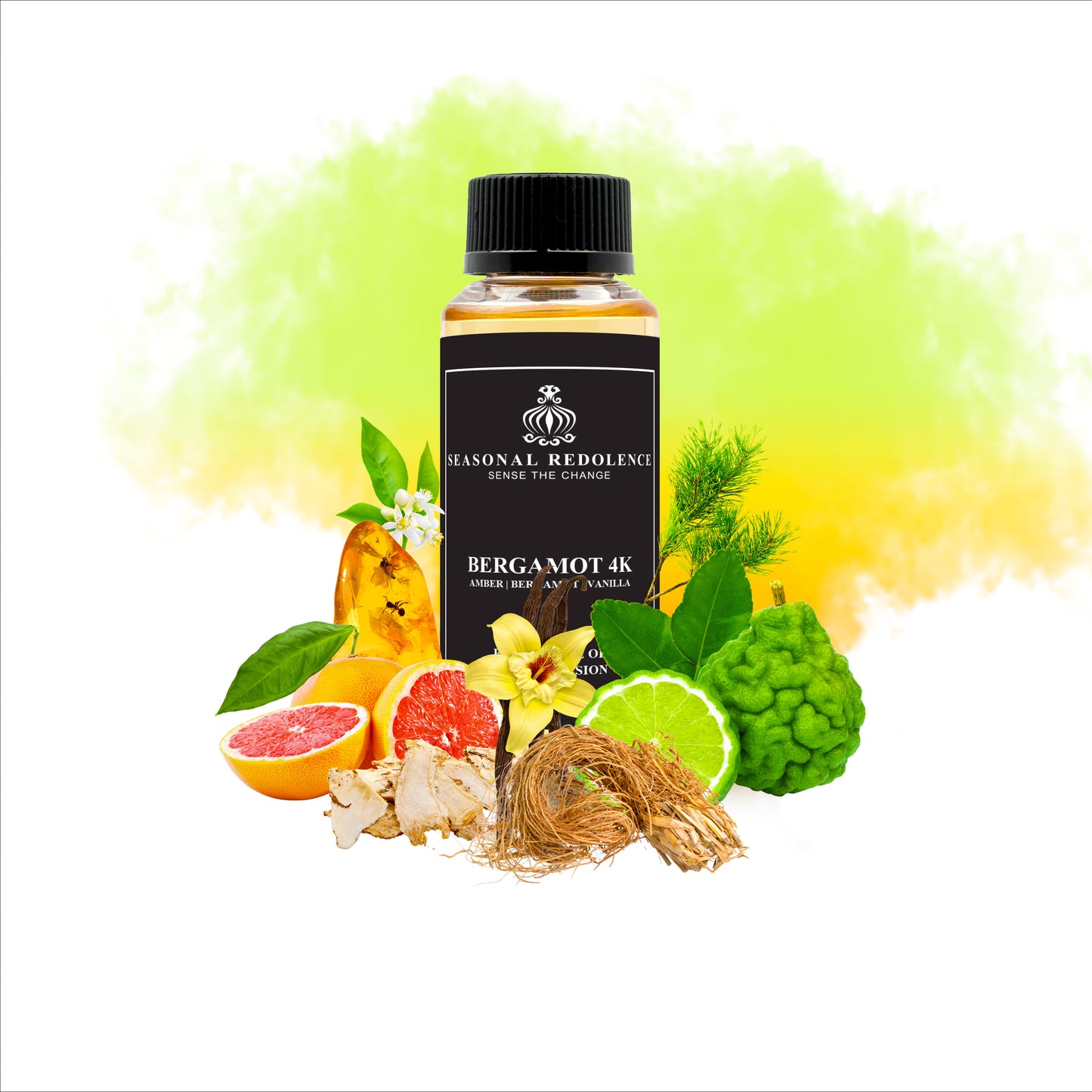 Bergamot 4K opens with a vibrant blend of amber, musk, and grapefruit, delivering a fresh yet warm introduction. The heart combines earthy vetiver, bitter orange leaves, and bright bergamot, creating a complex and invigorating middle. A rich base of vanilla, orange blossom, and cedar provides a smooth, elegant finish. This sophisticated fragrance artfully balances citrus brightness with woody depth, perfect for a refined and memorable presence.