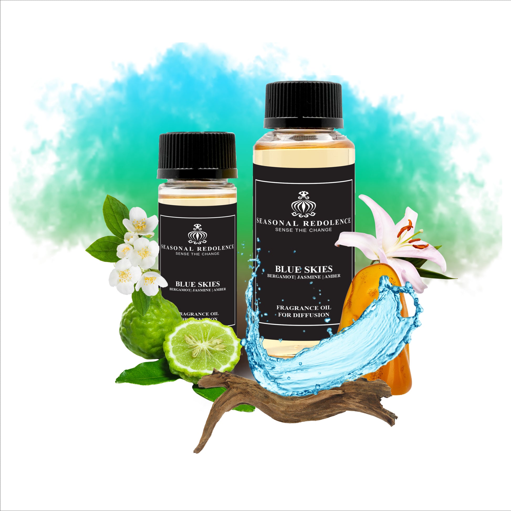 Blue Skies unfolds with fresh sea breeze and vibrant bergamot, creating an invigorating opening. At its heart, delicate jasmine and serene water lily blend seamlessly, evoking a tranquil coastal garden. The base notes of warm driftwood and rich amber ground the fragrance with an elegant, lasting warmth, perfect for those who appreciate a refined and balanced scent.