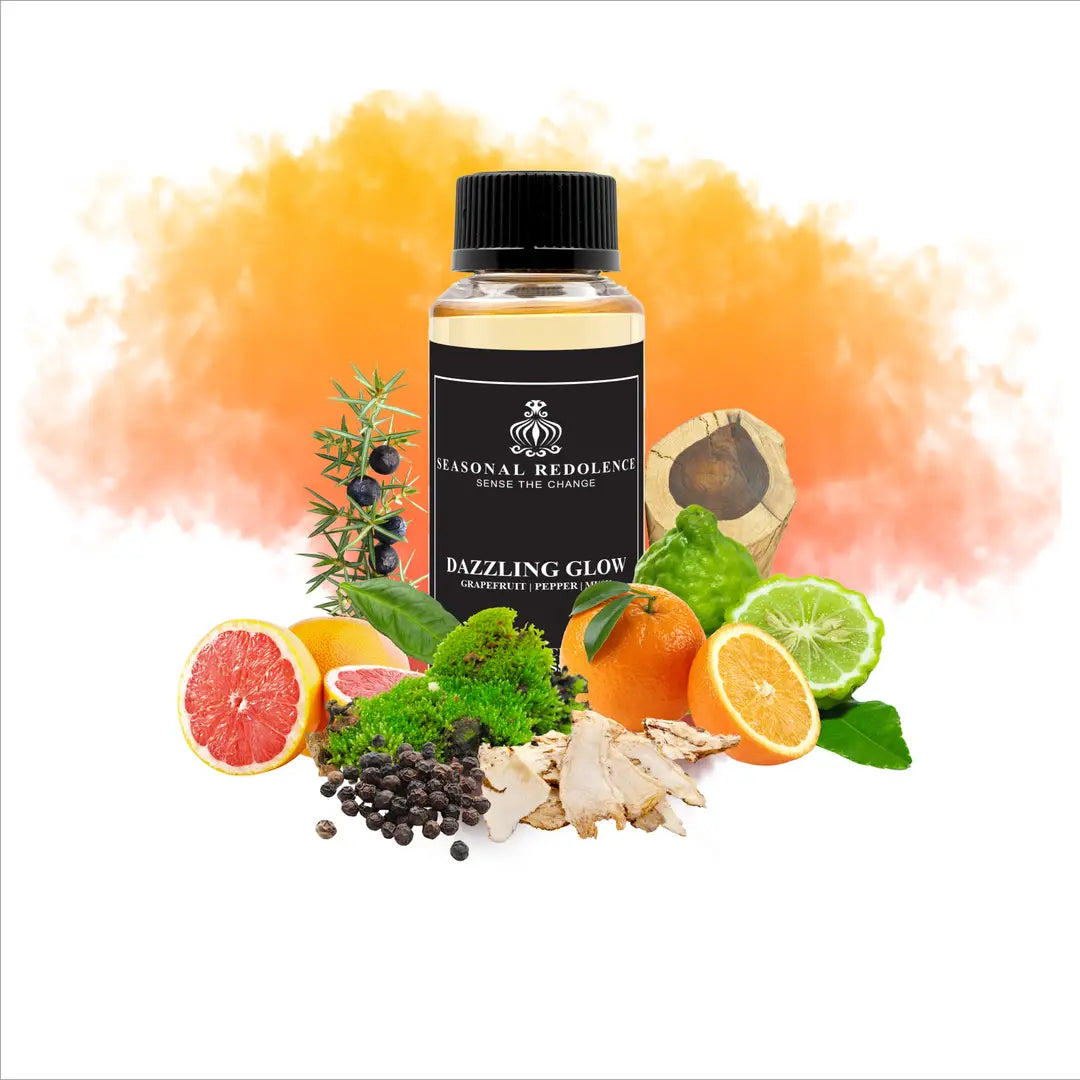 Elevate your space with this refined home diffuser oil, where bright citrus notes of grapefruit, bergamot, and orange open into a sophisticated heart of pepper, rosemary, and Brazilian rosewood. The composition settles into a warm, grounding base of musk, incense, and oak moss that lingers gracefully throughout your home. Perfect for creating an atmosphere of understated elegance and timeless allure.