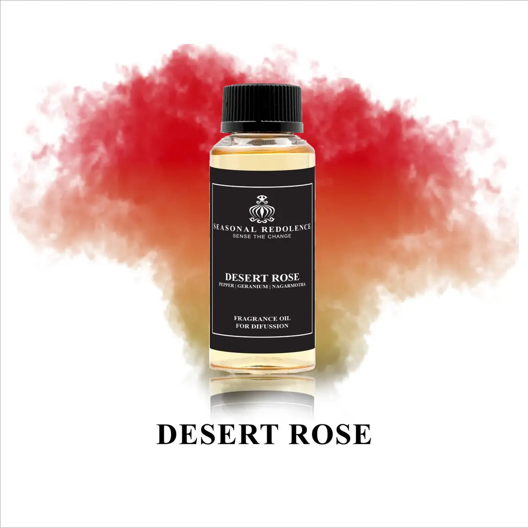 Immerse your home in the captivating essence of Desert Rose. This luxury diffuser oil opens with vibrant top notes of pepper, pine, and raspberry, creating an invigorating first impression. The heart reveals a sophisticated floral bouquet of geranium, rose, lily of the valley, and magnolia, lending elegance and depth. Rich base notes of nagarmotha, amber, musk, and patchouli ground the composition with warmth and sensuality. 