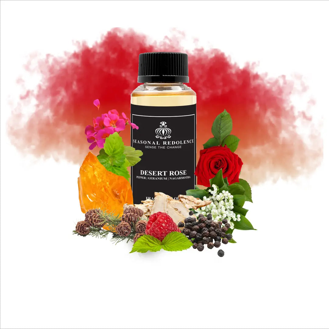 Immerse your home in the captivating essence of Desert Rose. This luxury diffuser oil opens with vibrant top notes of pepper, pine, and raspberry, creating an invigorating first impression. The heart reveals a sophisticated floral bouquet of geranium, rose, lily of the valley, and magnolia, lending elegance and depth. Rich base notes of nagarmotha, amber, musk, and patchouli ground the composition with warmth and sensuality. 