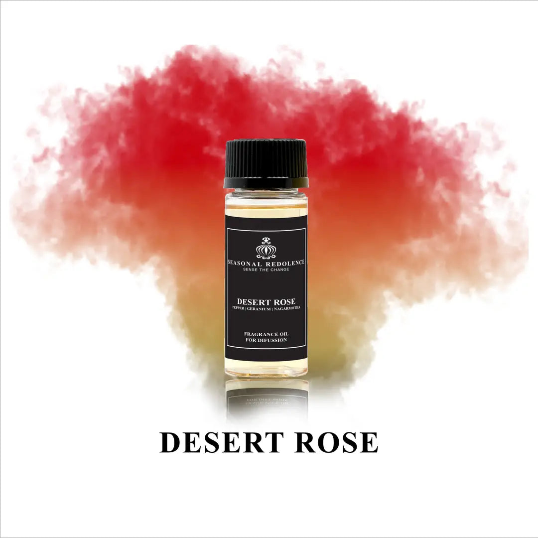 Immerse your home in the captivating essence of Desert Rose. This luxury diffuser oil opens with vibrant top notes of pepper, pine, and raspberry, creating an invigorating first impression. The heart reveals a sophisticated floral bouquet of geranium, rose, lily of the valley, and magnolia, lending elegance and depth. Rich base notes of nagarmotha, amber, musk, and patchouli ground the composition with warmth and sensuality. 