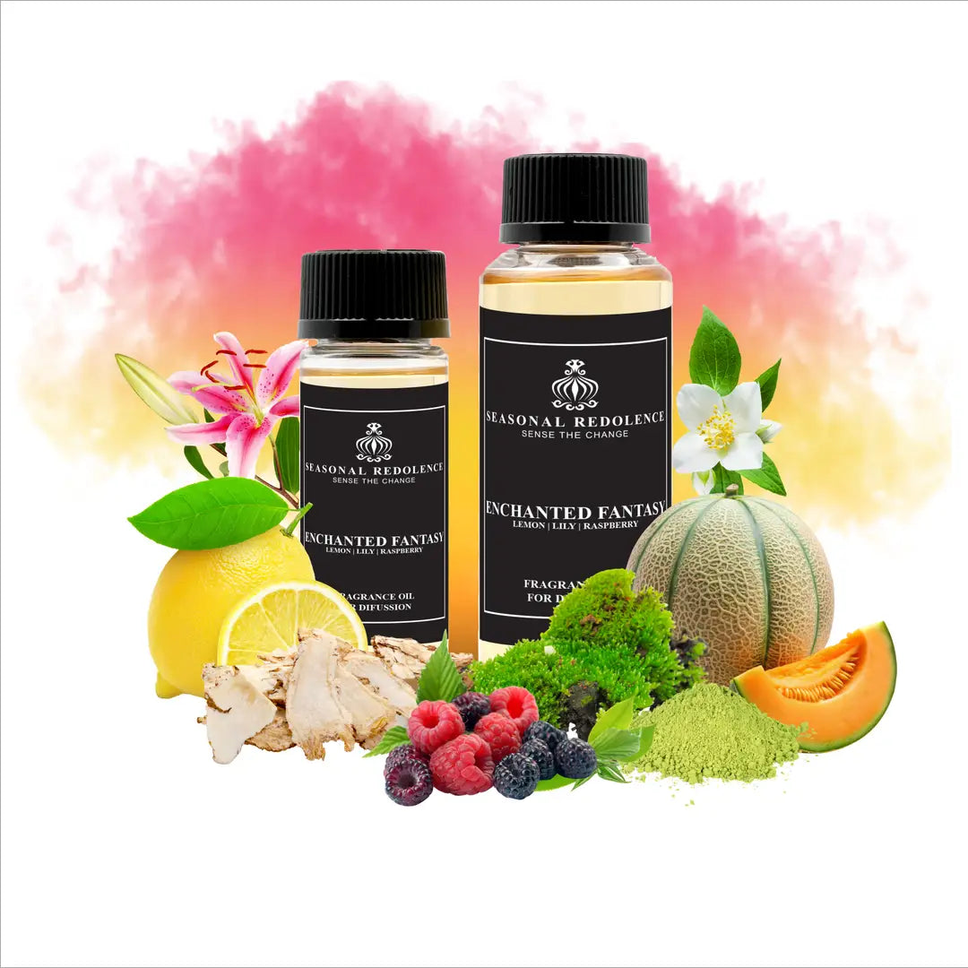 Enchanted Fantasy captures the opulent essence of Las Vegas luxury with a meticulously crafted fragrance journey. Bright top notes of zesty lemon, crisp green melon, and delicate green tea open the experience, gracefully transitioning to a floral heart of elegant lily and jasmine. The composition settles into a sensual base of raspberry, earthy oak moss, and warm musk, creating a sophisticated ambiance that lingers throughout your space.