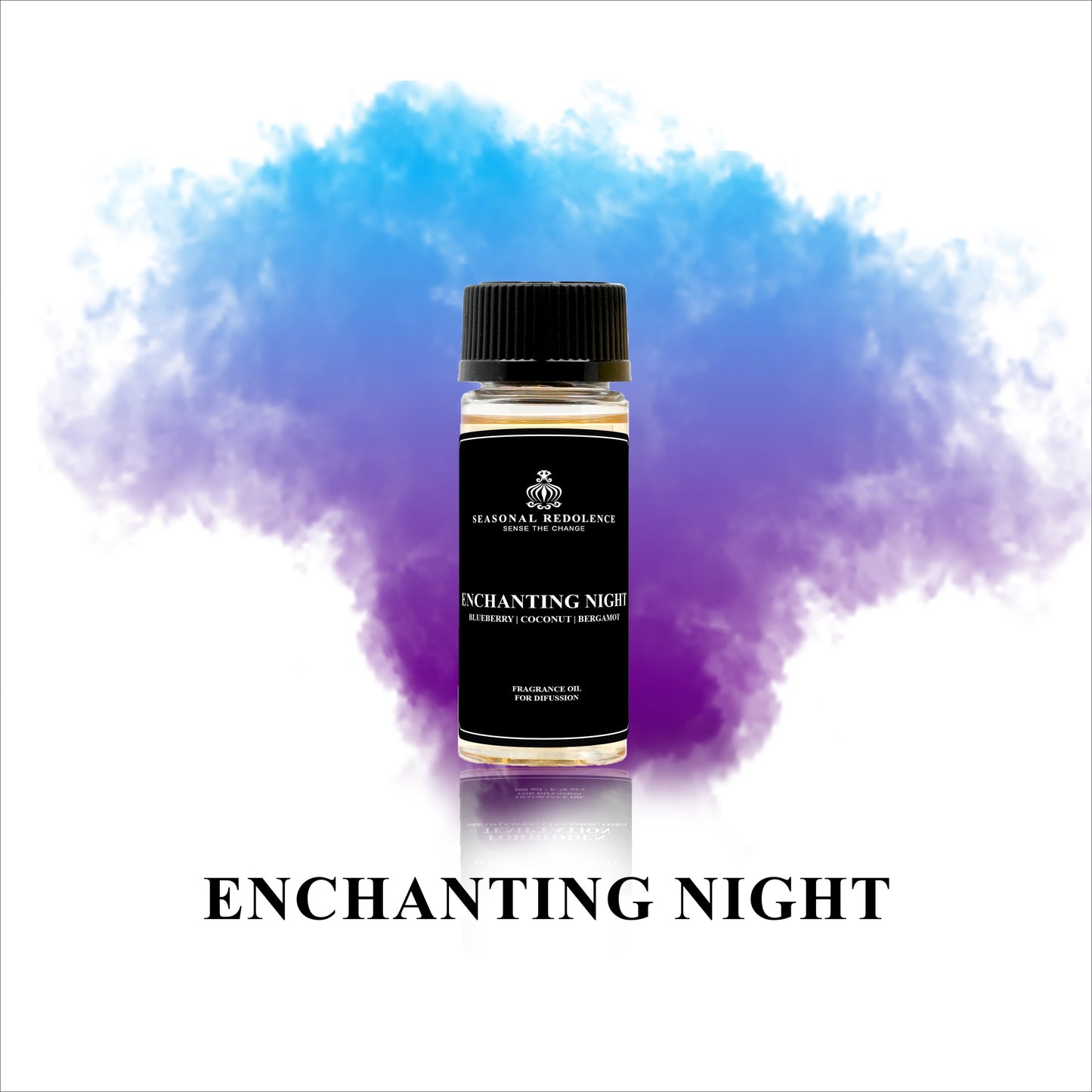 Experience a daring adventure with Enchanting Night fragrance oil. Fruity blueberry, tropical coconut, and zesty bergamot create a bold top note. A heart of creamy vanilla, juicy watermelon, and delicate lily of the valley adds a touch of luxury. Finally, a base of warm amber, earthy sandalwood, and alluring musk will transport you to a world of enchantment.