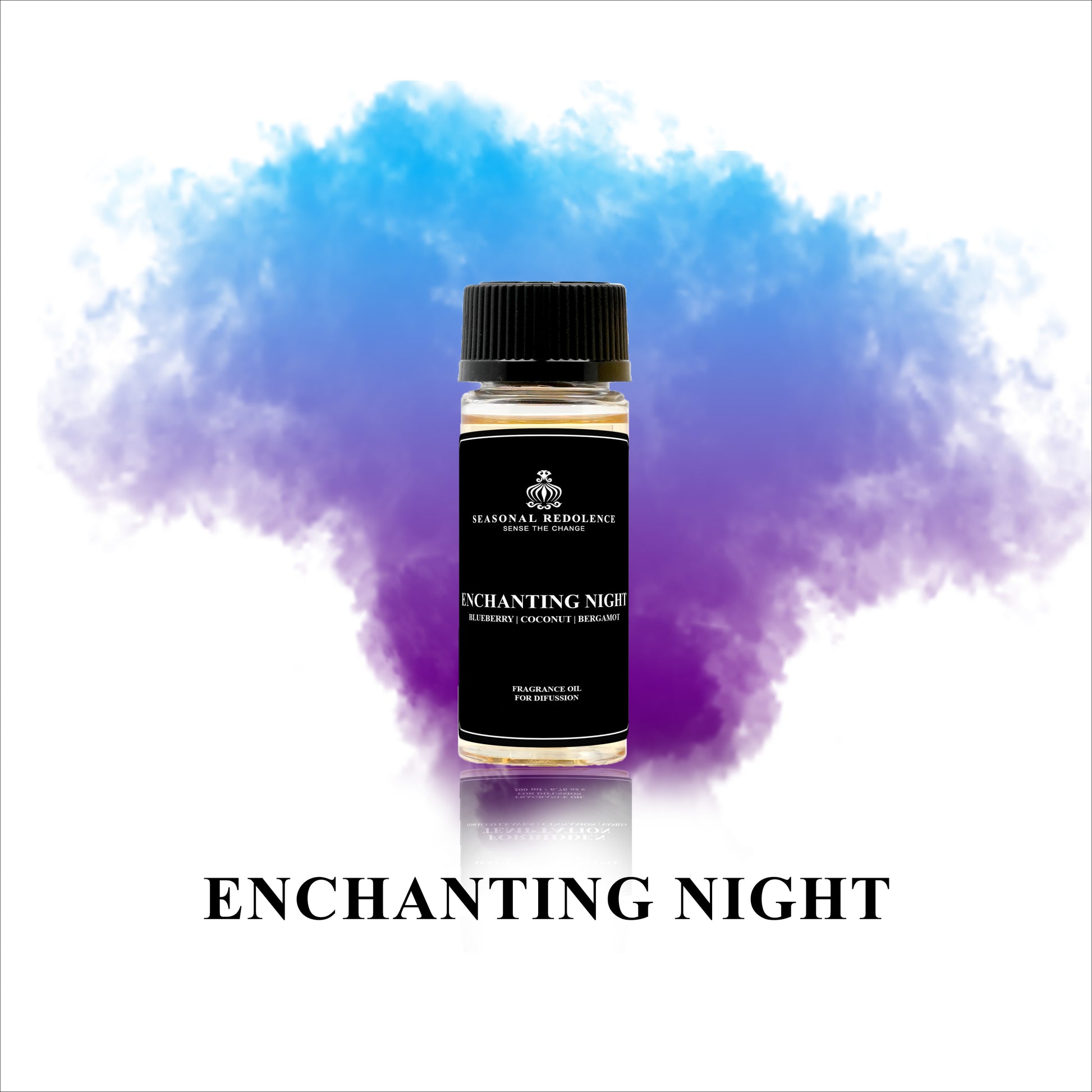 Experience a daring adventure with Enchanting Night fragrance oil. Fruity blueberry, tropical coconut, and zesty bergamot create a bold top note. A heart of creamy vanilla, juicy watermelon, and delicate lily of the valley adds a touch of luxury. Finally, a base of warm amber, earthy sandalwood, and alluring musk will transport you to a world of enchantment.
