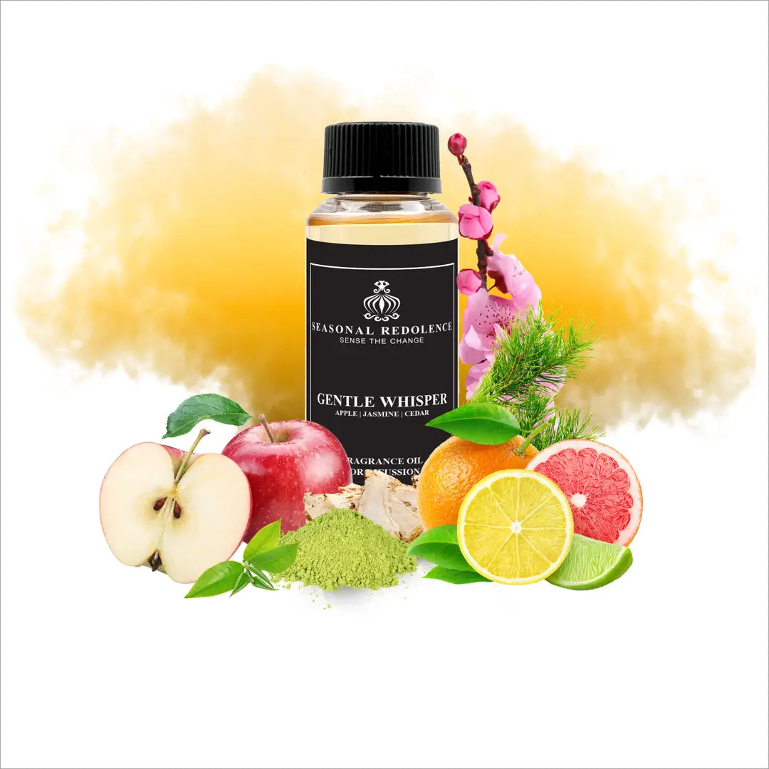 Gentle Whisper captures the essence of refined elegance with its meticulously layered fragrance composition. The top notes of crisp apple, verdant green tea, and bright citrus create an invigorating opening that awakens the senses. A delicate heart of jasmine and cherry blossom unfolds gracefully, introducing floral sophistication. The base settles into warm cedar and sensual musk, providing a lasting foundation that lingers throughout your space.