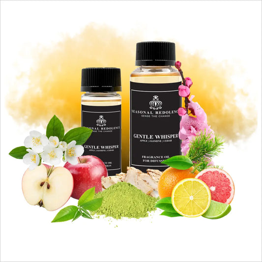 Gentle Whisper captures the essence of refined elegance with its meticulously layered fragrance composition. The top notes of crisp apple, verdant green tea, and bright citrus create an invigorating opening that awakens the senses. A delicate heart of jasmine and cherry blossom unfolds gracefully, introducing floral sophistication. The base settles into warm cedar and sensual musk, providing a lasting foundation that lingers throughout your space.