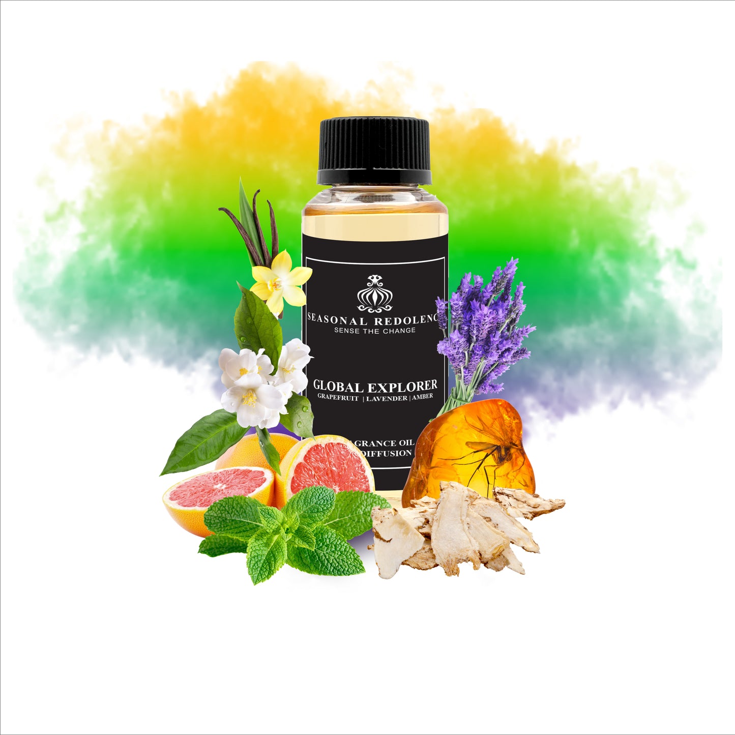 Indulge in the luxurious scent of Global Explorer, where top notes of grapefruit and mint mingle with middle notes of lavender and jasmine. The base notes of amber, musk, and vanilla create a perfect balance, evoking a sense of sophistication and mystery. Set out on a journey with this exquisite fragrance.