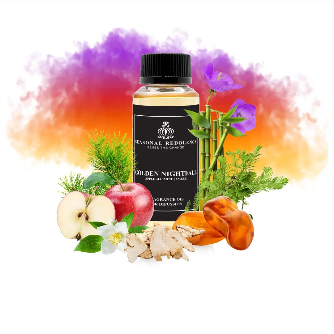 Golden Nightfall captures the essence of refined elegance with a meticulously crafted fragrance journey. The opening unfolds with crisp apple and delicate bellflower, transitioning into a heart of jasmine, white rose, and bamboo that evokes timeless sophistication. The base settles into warm cypress, amber, musk, and cedar, creating a luxurious finish that lingers gracefully.