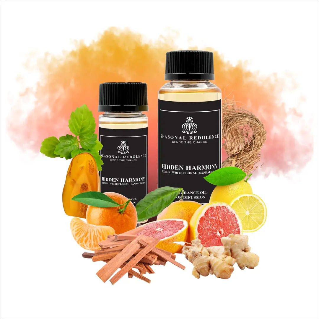 Hidden Harmony captures the essence of refined elegance with a meticulously layered fragrance composition. The opening bursts with vibrant citrus notes—lemon, mandarin, and grapefruit—brightened by crisp green accords and warming ginger. A sophisticated heart of white florals, rose, and orris unfolds gracefully, creating an intoxicating floral bouquet. 