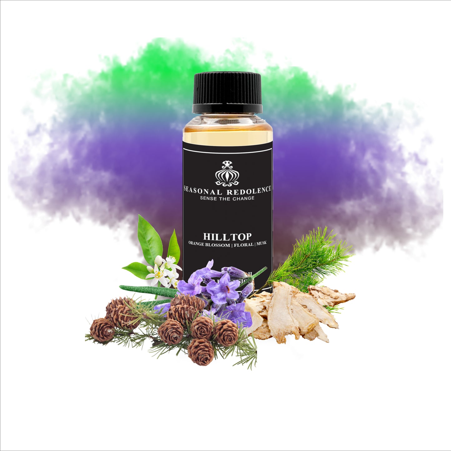 HILLTOP opens with the fresh brightness of orange blossom and pine, creating an uplifting and natural introduction. Its heart blends elegant floral notes with soothing lavender, adding a refined and calming character. The fragrance settles into a warm base of musk and cedarwood, delivering a sophisticated and enduring finish that embodies understated elegance.