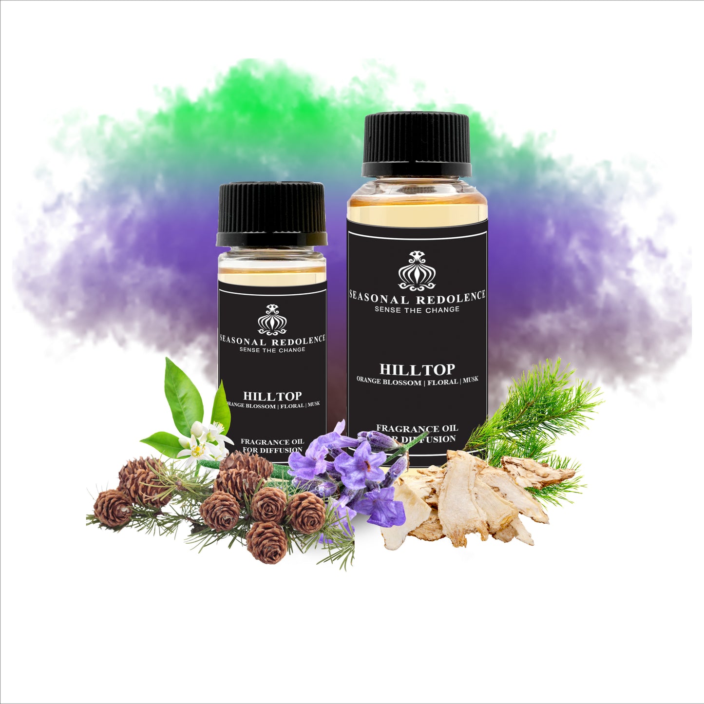 HILLTOP opens with the fresh brightness of orange blossom and pine, creating an uplifting and natural introduction. Its heart blends elegant floral notes with soothing lavender, adding a refined and calming character. The fragrance settles into a warm base of musk and cedarwood, delivering a sophisticated and enduring finish that embodies understated elegance.