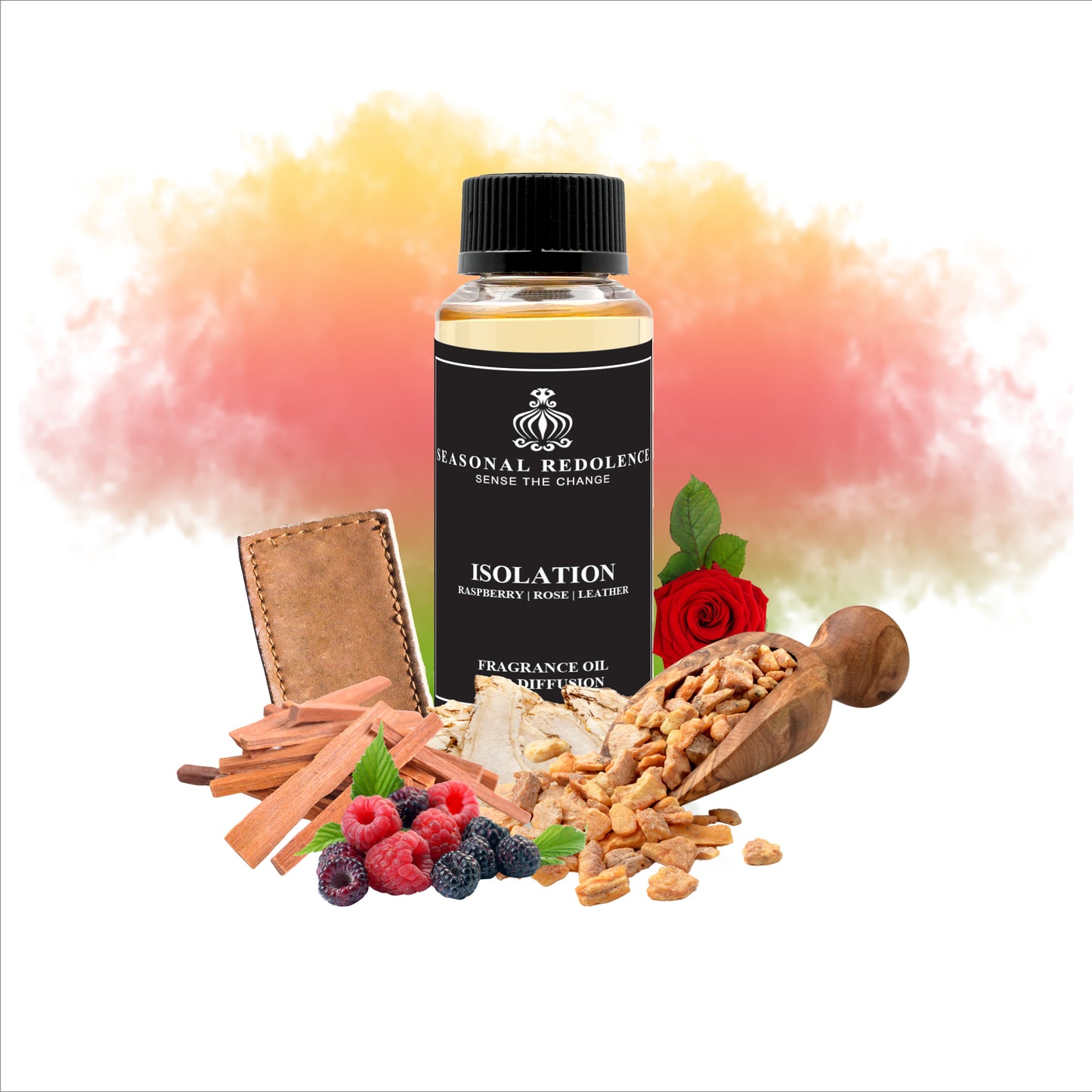 ISOLATION opens with a rich blend of raspberry, sandalwood, rose, and saffron, creating a bold and luxurious introduction. At its heart, rose, sandalwood, incense, and resin intertwine to reveal a deep and captivating complexity. The fragrance settles into a powerful base of leather, sandalwood, frankincense resin, and musk, delivering a sophisticated and enduring finish that exudes confidence and elegance.