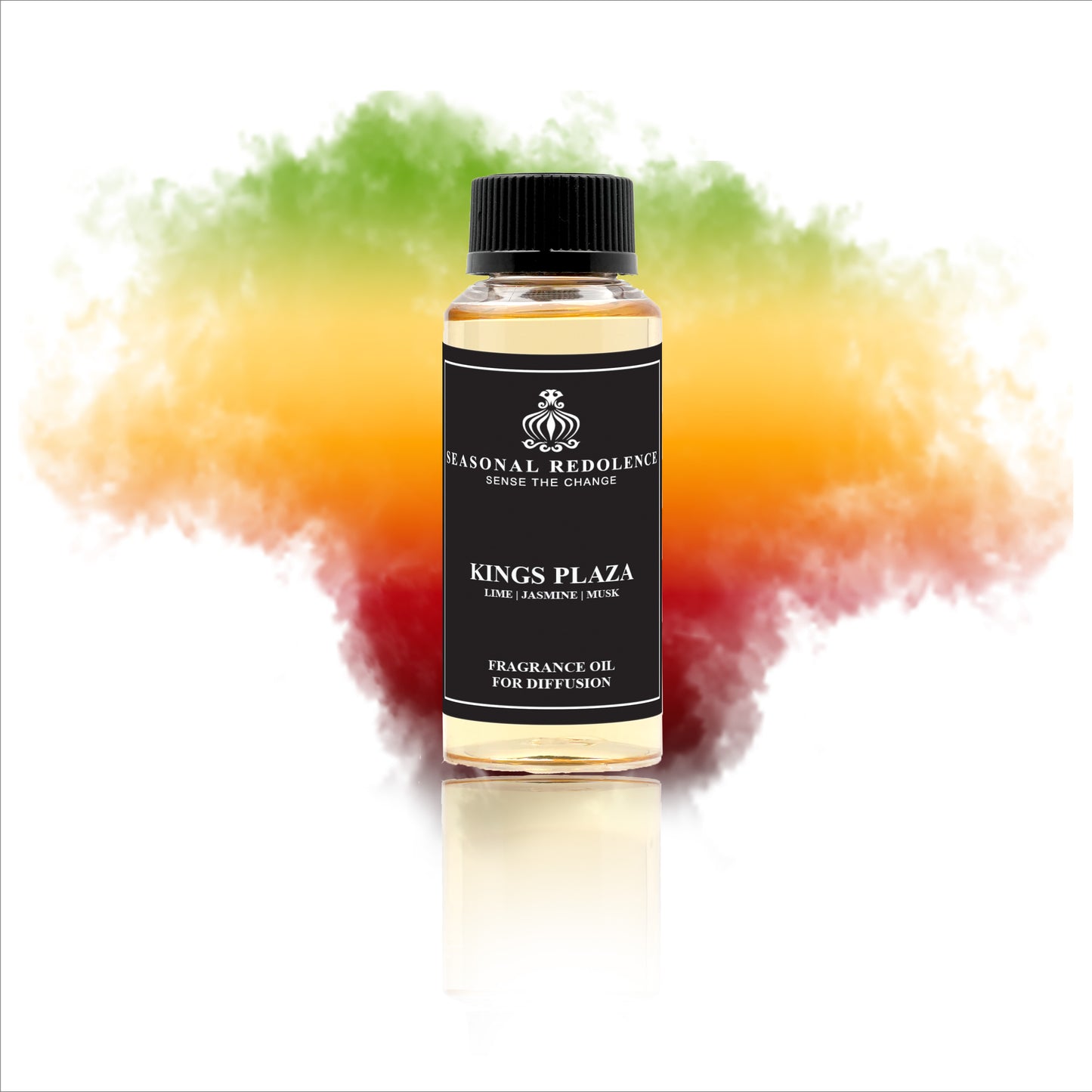 KINGS PLAZA opens with a vibrant blend of lime, peach, and melon, offering a fresh and fruity introduction. Its heart combines the elegance of jasmine and rose with a playful touch of candy sweetness. The fragrance rests on a warm base of musk and amber, delivering a sophisticated and lasting finish that balances freshness with depth.