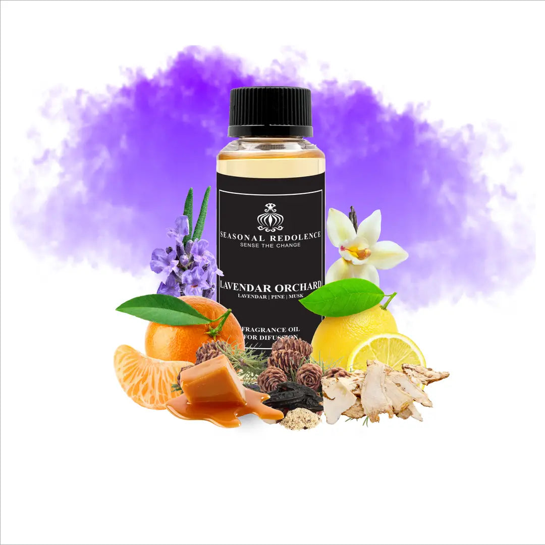 Discover the refined elegance of our Lavender Orchard Luxury Home Diffuser Scent Oil. This sophisticated fragrance opens with bright citrus notes of lemon and orange, softened by calming lavender. The heart reveals a harmonious blend of pine and delicate florals, grounded by the warmth of tonka bean. Base notes of creamy vanilla, rich caramel, and sensual musk create a luxurious finish that lingers gracefully throughout your space. Perfect for elevating any room with understated refinement.