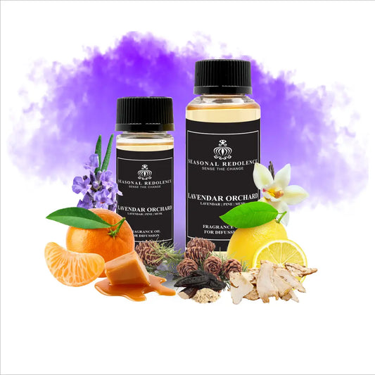Discover the refined elegance of our Lavender Orchard Luxury Home Diffuser Scent Oil. This sophisticated fragrance opens with bright citrus notes of lemon and orange, softened by calming lavender. The heart reveals a harmonious blend of pine and delicate florals, grounded by the warmth of tonka bean. Base notes of creamy vanilla, rich caramel, and sensual musk create a luxurious finish that lingers gracefully throughout your space. Perfect for elevating any room with understated refinement.