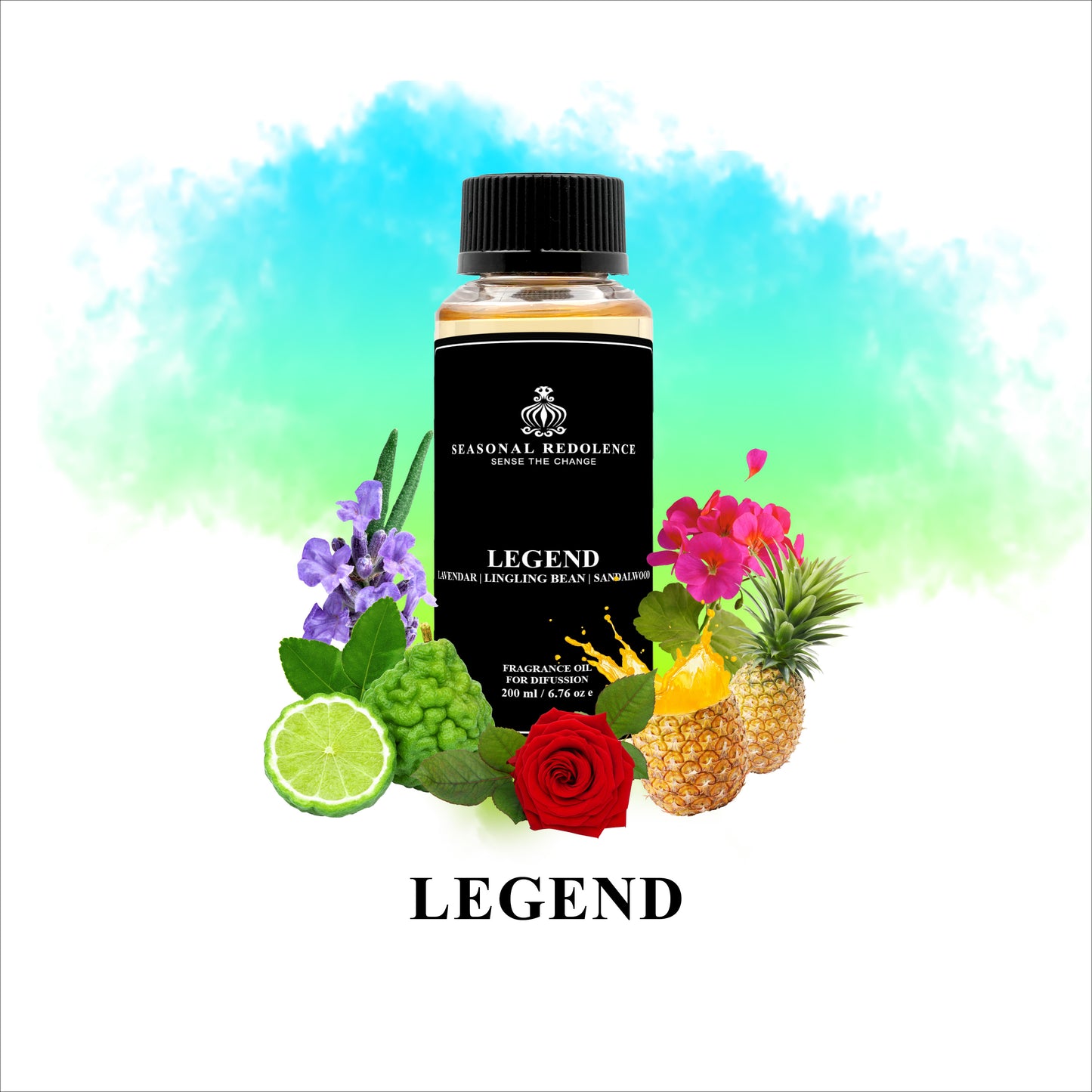 Experience the luxury of Legend fragrance diffuser oil. Our blend of top notes of lavender, pineapple, and bergamot harmoniously combines with middle notes of oakmoss, geranium, coumarin, and rose to create a unique aroma. With a base of lingling bean and sandalwood, indulge in a rich and elegant ambiance.