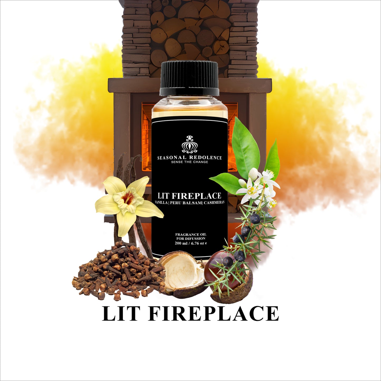 Discover the warm and inviting aroma of Lit Fireplace Luxury Fragrance Diffuser Oil. The top notes of cloves and orange blossom create a comforting ambiance. The heart of chestnut and juniper add a touch of earthiness, while the base notes of vanilla, peru balsam, and cashmeran provide a subtle sweetness. Transform any space into a cozy haven with this fragrance oil.