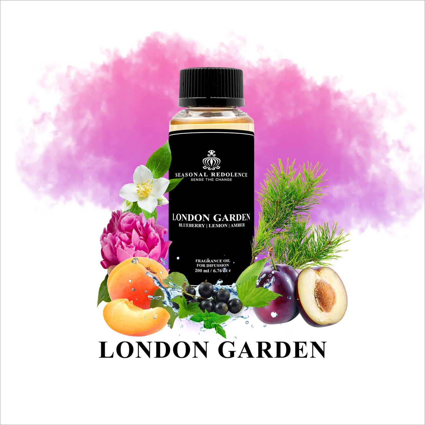 Indulge in the luxurious scent of London's finest gardens with our diffuser oil. The top notes of peach, apricot, plum, and blackcurrant blend perfectly with the delicate middle notes of jasmine and peony. Finished with the warm base notes of musk, vanilla, and cedar, this fragrance will transport you to a blooming paradise.