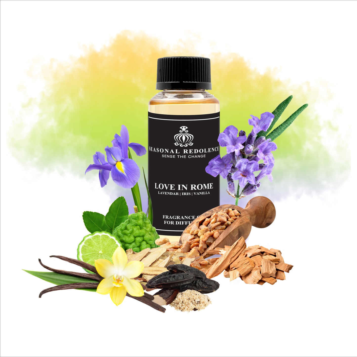 LOVE IN ROME opens with soothing lavender and bright bergamot, creating a calming yet uplifting introduction. Its heart features an elegant blend of iris, jasmine, and rose, adding a timeless floral richness. The fragrance settles into a warm, sophisticated base of vanilla, coumarin, sandalwood, licorice, benzoin, and patchouli, lending depth and complexity that captivates throughout the day. Ideal for those who desire a refined and memorable scent experience.