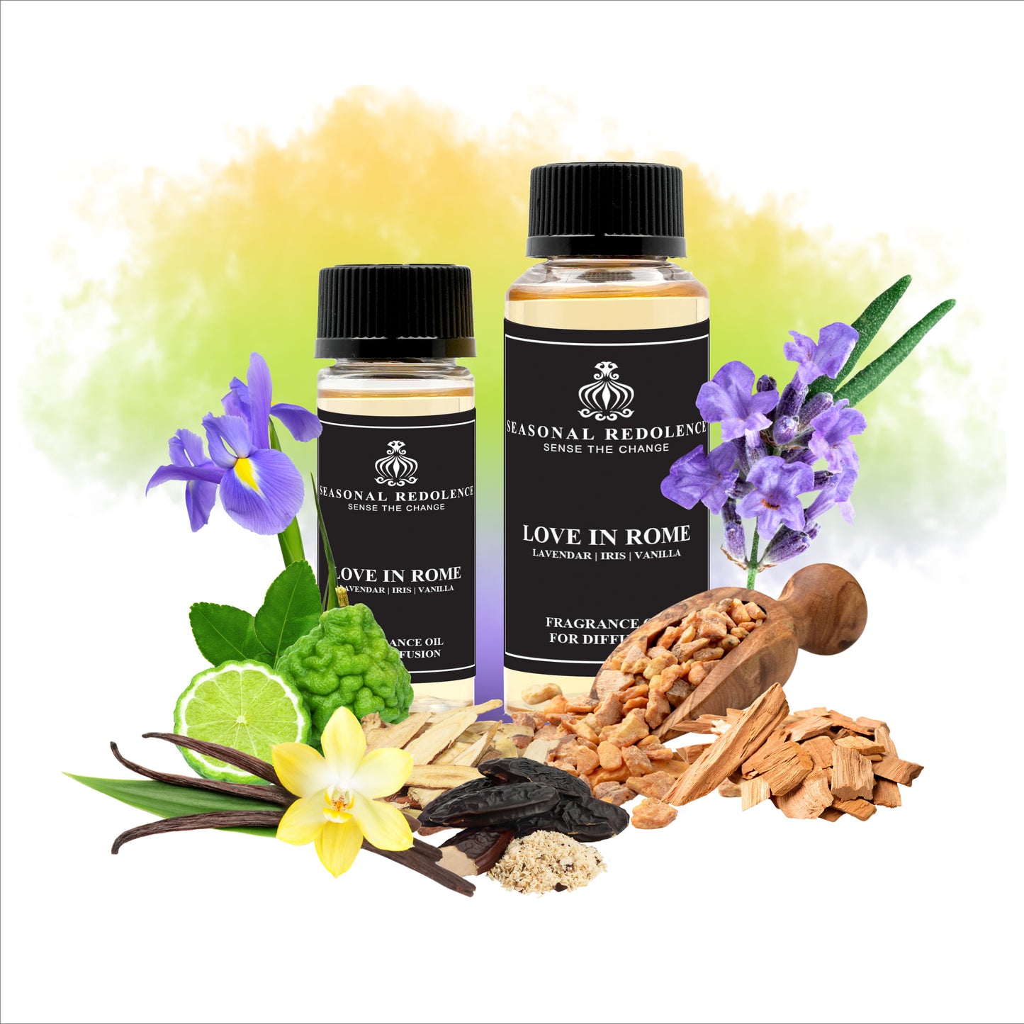 LOVE IN ROME opens with soothing lavender and bright bergamot, creating a calming yet uplifting introduction. Its heart features an elegant blend of iris, jasmine, and rose, adding a timeless floral richness. The fragrance settles into a warm, sophisticated base of vanilla, coumarin, sandalwood, licorice, benzoin, and patchouli, lending depth and complexity that captivates throughout the day. Ideal for those who desire a refined and memorable scent experience.