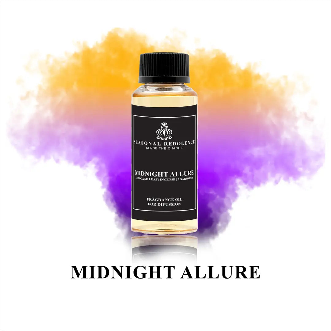 Midnight Allure captures the essence of refined elegance in every diffusion. This luxury scent opens with crisp oregano leaf and pepper, brightened by bergamot's citrus warmth. The heart unfolds with smoky incense and rich amber, grounded by the resinous depth of labdanum.