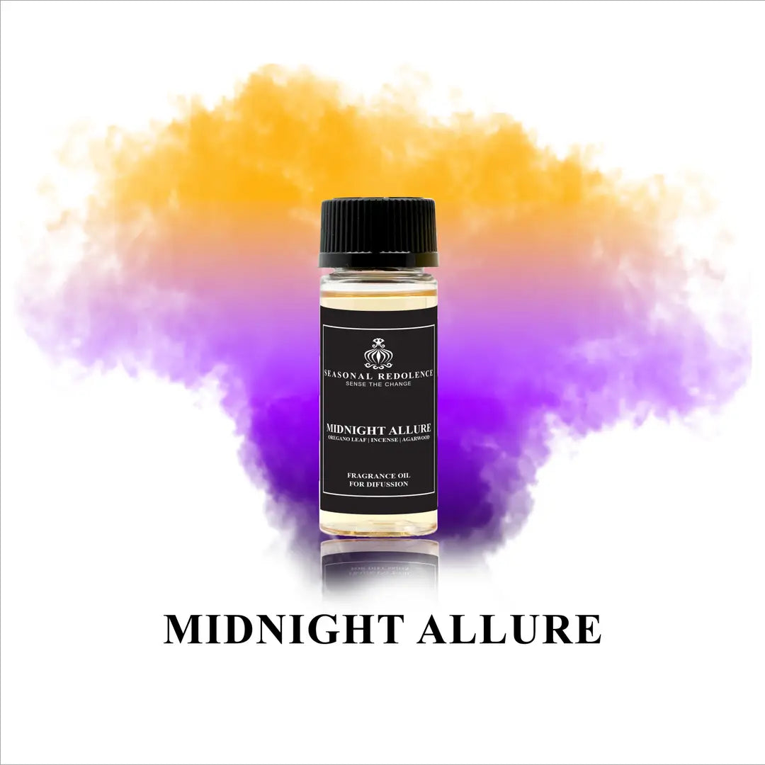 Midnight Allure captures the essence of refined elegance in every diffusion. This luxury scent opens with crisp oregano leaf and pepper, brightened by bergamot's citrus warmth. The heart unfolds with smoky incense and rich amber, grounded by the resinous depth of labdanum.