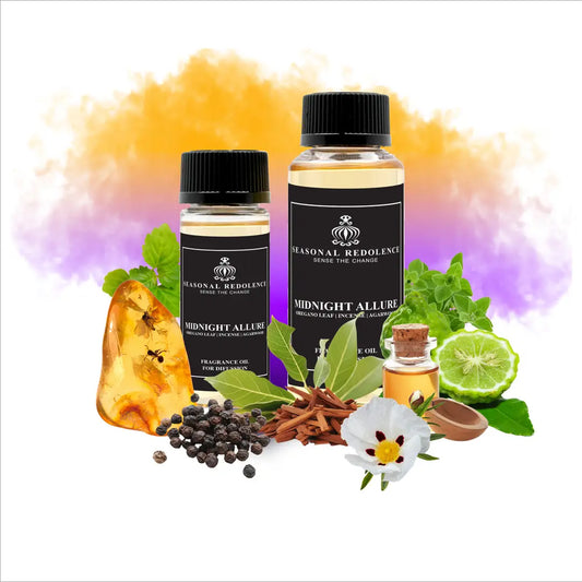 Midnight Allure captures the essence of refined elegance in every diffusion. This luxury scent opens with crisp oregano leaf and pepper, brightened by bergamot's citrus warmth. The heart unfolds with smoky incense and rich amber, grounded by the resinous depth of labdanum.