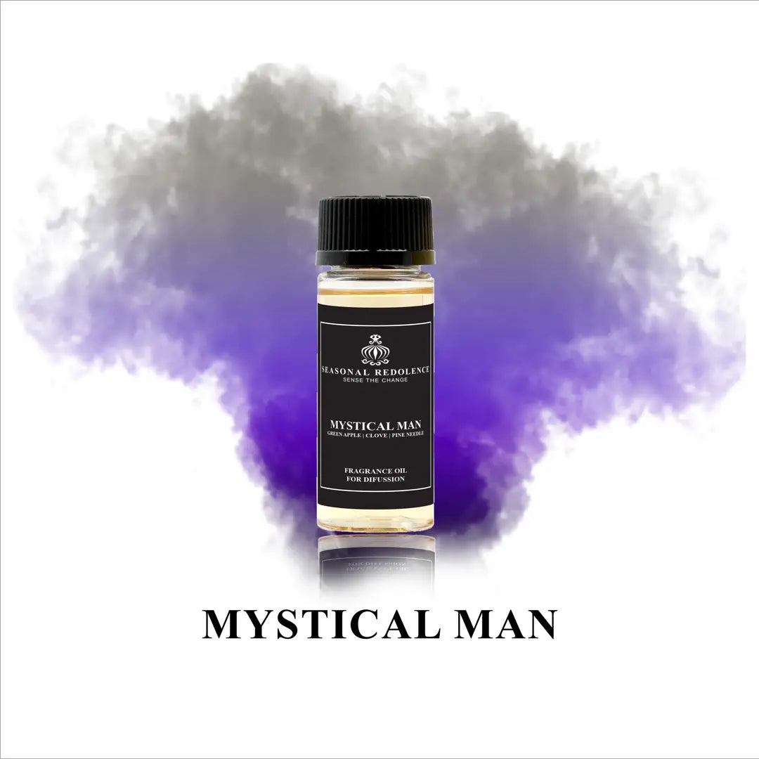 Mystical Man captures an intriguing balance of crisp and earthy elements. The opening unfolds with bright green apple and refreshing mint, softened by lavender's calming presence and grapefruit's citrus warmth. A sophisticated heart of clove, sage, and geranium leaf adds complexity and depth. 