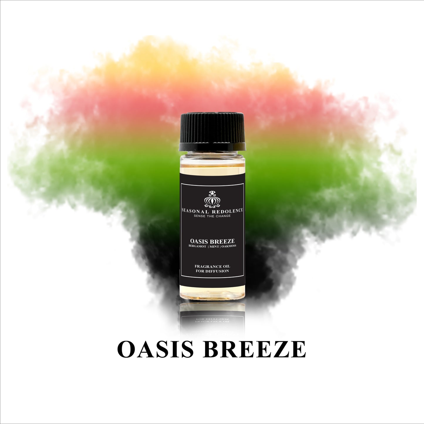Introducing Oasis Breeze, a luxurious blend of bergamot and orange blossom on top, followed by refreshing mint, jasmine, and grapefruit in the middle, and anchored by a base of oak moss, black currant leaf, and patchouli. Surround yourself with sophistication and exclusivity with every spritz.