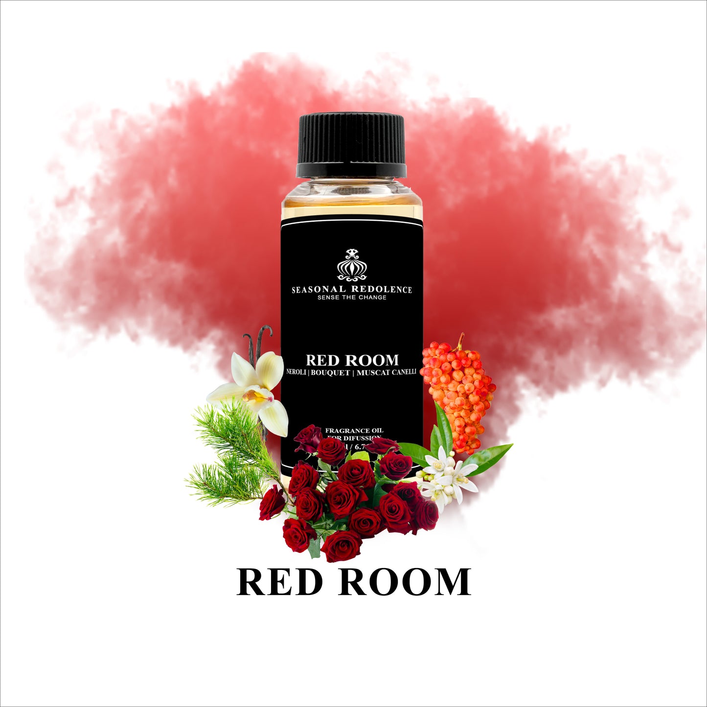 Experience luxury with our Red Room Fragrance Diffuser Oil. Infused with top notes of neroli and bouquet, middle notes of cedar wood, and base notes of vanilla and Muscat Canelli, this diffuser oil will add a touch of elegance to any room. Transform your living space into a tranquil oasis with our exclusive blend.
