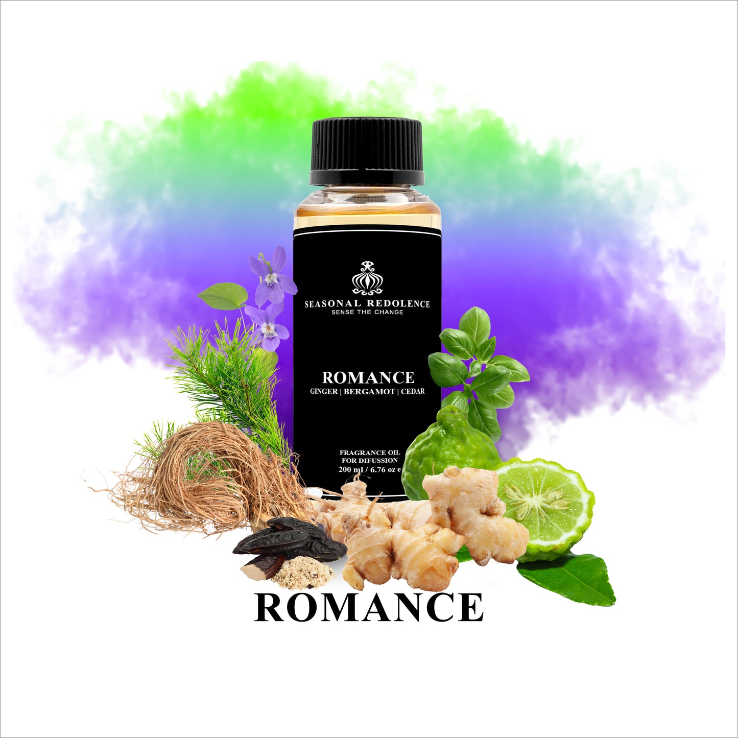 Discover the alluring scent of our Romance Luxury Fragrance Diffuser Oil, expertly crafted with top notes of invigorating ginger and fresh bergamot. As the fragrance develops, the middle notes of delicate violet leaf, spicy pepper, and aromatic basil add depth and complexity. Finally, the base notes of rich tonka bean, warm cedar, and earthy vetiver provide a long-lasting and luxurious scent experience. Elevate your home with this exclusive fragrance.