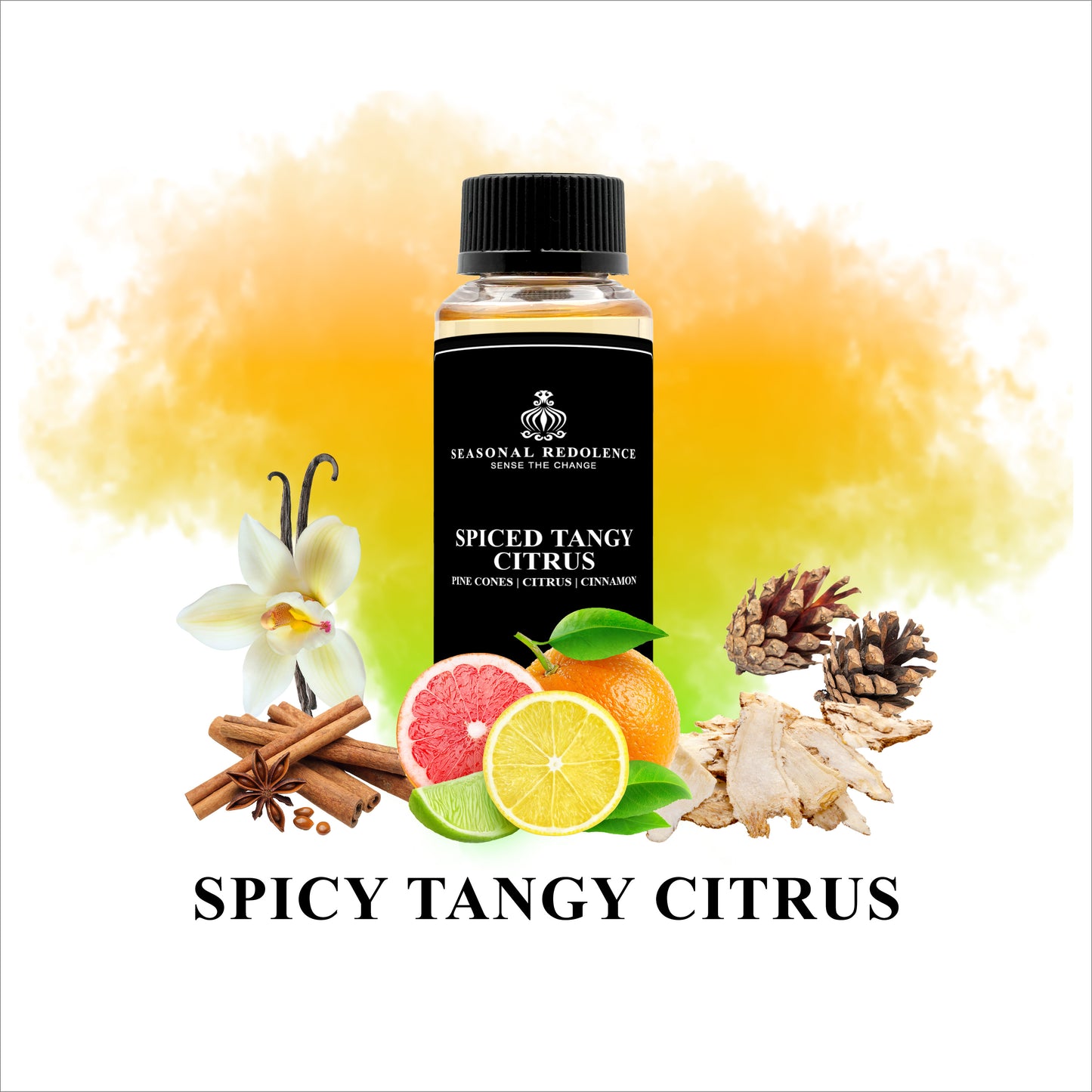 Transform your home into a luxurious oasis with our Spiced Tangy Citrus Luxury Fragrance Diffuser Oil. Pinecones and citrus top notes are blended with cinnamon and aldehyde middle notes, creating a warm and inviting atmosphere. Finished with vanilla and musk base notes for a long-lasting, indulgent scent.