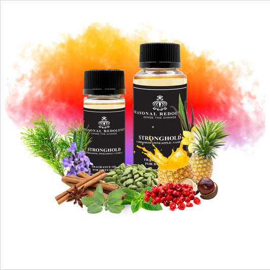 STRONGHOLD opens with a striking interplay of spice and freshness—cardamom and pink pepper ignite the senses, while violet leaves and mint introduce cool, herbaceous sophistication. The heart reveals an unexpected fusion: tropical pineapple meets warming cinnamon, grounded by sage's earthy wisdom and lavender's calming influence. This creates a fragrance that feels both vibrant and contemplative. 