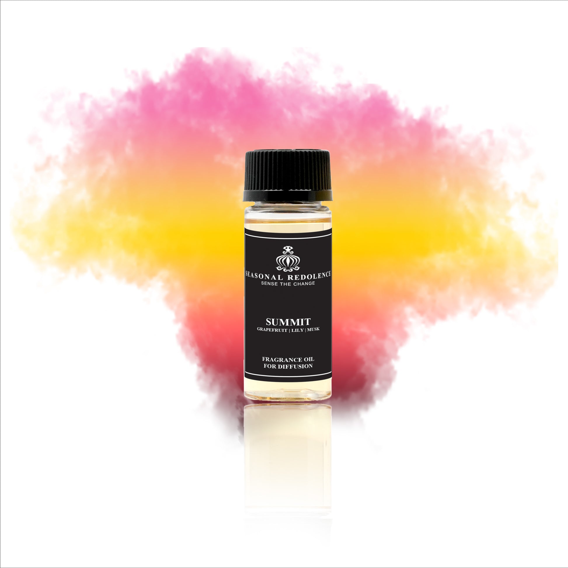 Elevate your space with Summit, a sophisticated fragrance that opens with the bright, invigorating notes of grapefruit and orange. The heart reveals a lush floral composition of lily, magnolia, rose, and jasmine, creating an elegant and captivating presence. As the scent settles, warm base notes of musk, guaiac wood, and sandalwood provide a refined, lasting foundation. 