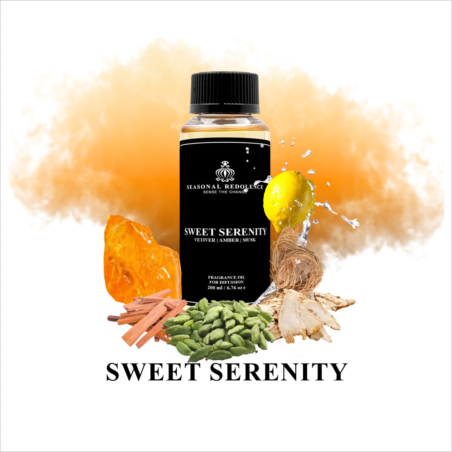 Experience luxury at home with Sweet Serenity Luxury Fragrance Diffuser Oil. It features top notes of leather, cardamom, and lemon, followed by a middle layer of sandalwood, cedarwood, and cinnamon, and a base note of vetiver, amber, and musk. Create a calming, inviting ambiance with this expertly crafted blend of scents.