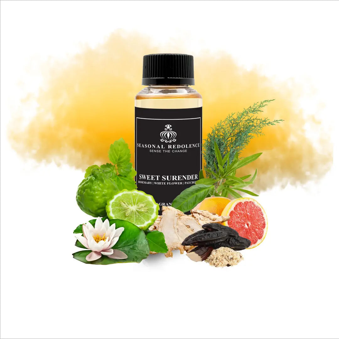 Sweet Surrender captures the essence of refined elegance with its meticulously layered fragrance composition. The opening unfolds with bright, invigorating notes of rosemary, bergamot, and grapefruit that awaken the senses. A delicate heart of white florals, thyme, and tonka bean emerges, creating a graceful balance between botanical freshness and creamy warmth. 