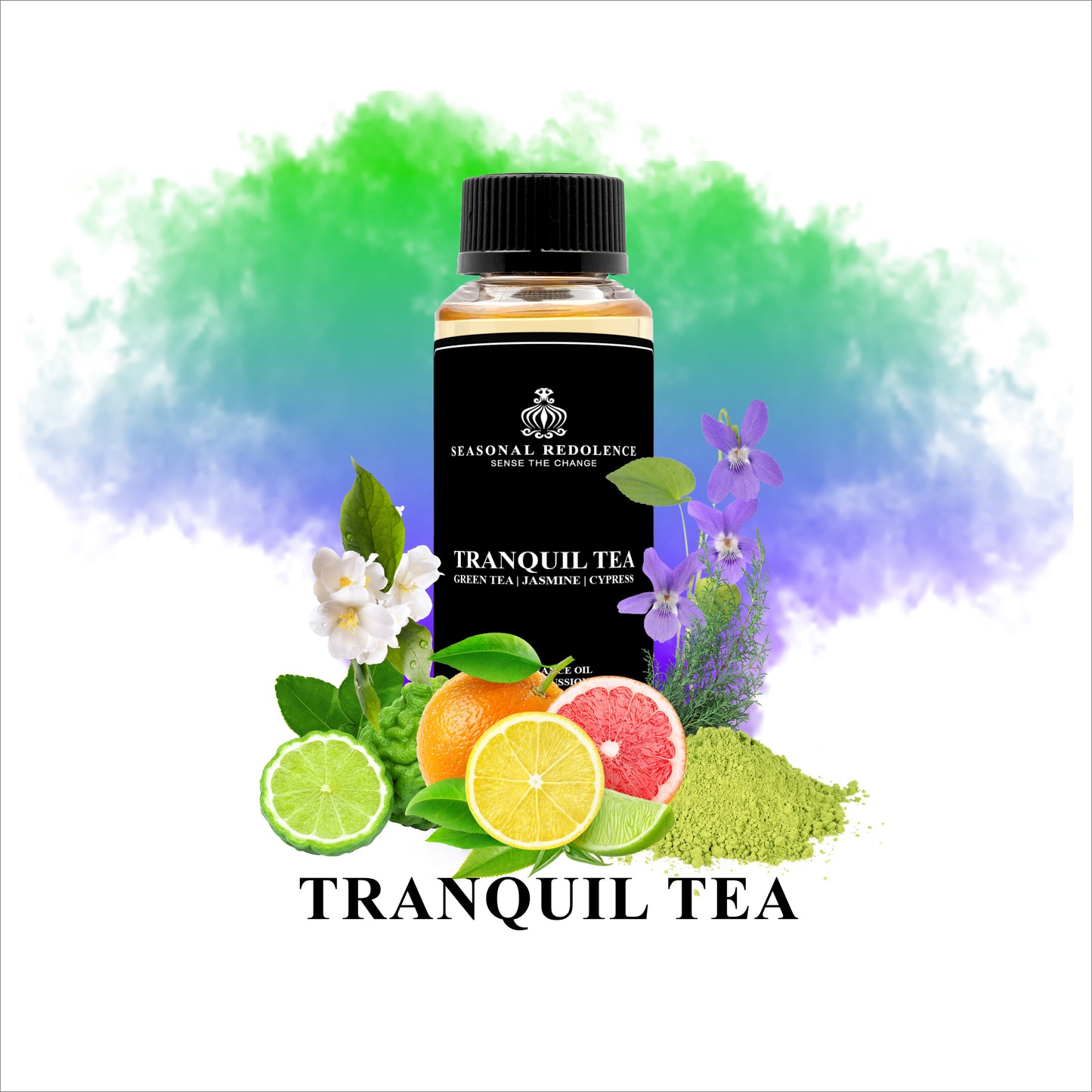 Experience a serene and luxurious ambiance with Tranquil Tea Diffuser Oil. Its top notes of citrus and bergamot blend seamlessly with middle notes of green tea and jasmine for a refreshing aroma. The base notes of violet and cypress add a touch of elegance to any space.