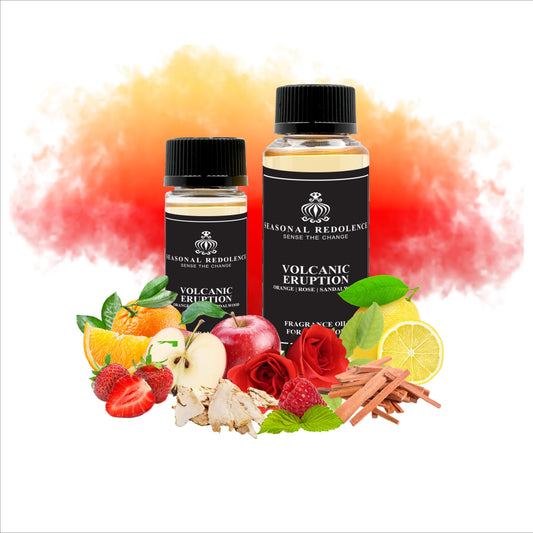 Volcanic Eruption captures an intriguing contrast of vibrant and grounding elements. The opening bursts with sweet orange, lemon, raspberry, and apple—a dynamic citrus and fruit composition that commands attention. The heart reveals a romantic floral core of rose and violet, softened by strawberry's delicate sweetness. The base anchors the fragrance with earthy sandalwood and pine, complemented by sensual musk and a subtle maltose sweetness. A sophisticated scent for those who embrace complexity and depth.