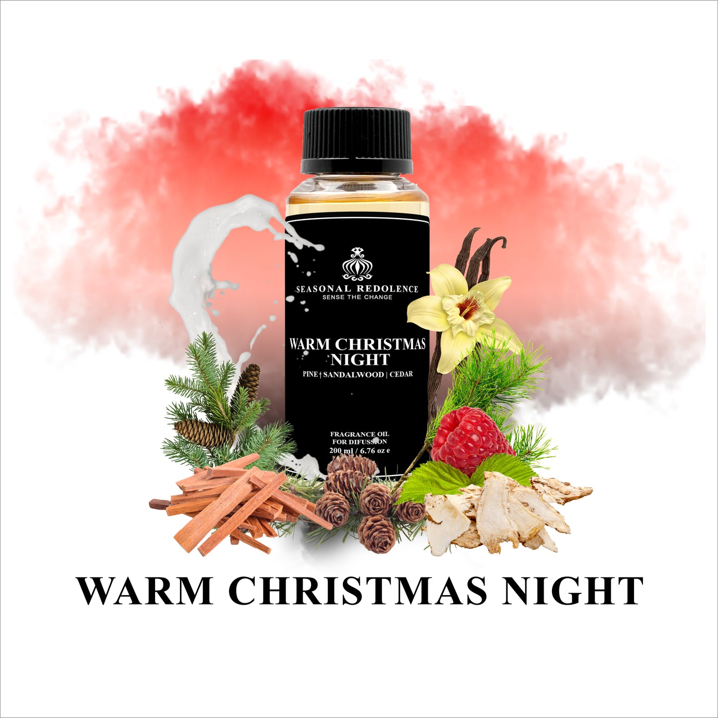 Indulge in the warm and inviting scents of our "Warm Christmas Night" fragrance diffuser oil. With top notes of fir, pine, and grass, it evokes memories of a cozy winter evening. The heart of clove, cedar, and vanilla adds a touch of spice and sweetness, while sandalwood, raspberry, and musk form a base that lingers like a comforting embrace. Elevate your holiday experience with this luxurious addition to your home decor.