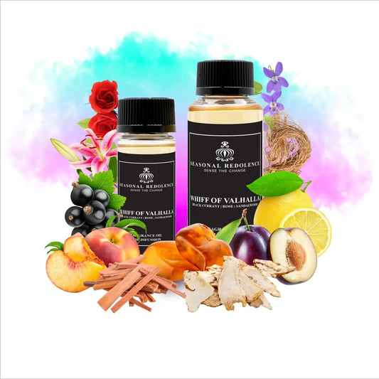 Whiff of Valhalla captures an intoxicating olfactory journey with its meticulously layered composition. The opening unfolds with vibrant top notes of blackcurrant, lemon, peach, and plum, creating an invigorating burst of fruity elegance. The heart reveals a delicate floral symphony of rose, lily, and violet, adding depth and refinement