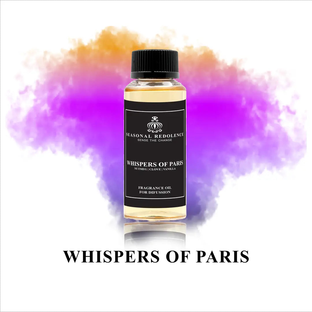 Whispers of Paris captures the essence of Parisian elegance in a sophisticated fragrance journey. Opening with bright notes of nutmeg, lemon, and rose, the scent unfolds into a luxurious heart of clove, sandalwood, and patchouli. The composition settles into a warm, inviting base of vanilla and amber that lingers gracefully throughout your space.